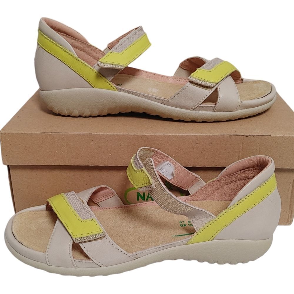 New Naot Karawa Ivory Lime Mary Jane Sandals 40